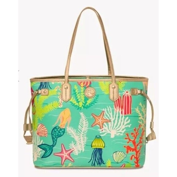 Spartina 449 GOLDEN MERMAID JETSETTER TOTE Work Shoulder BAG Purse STARFISH NWT - Picture 1 of 4